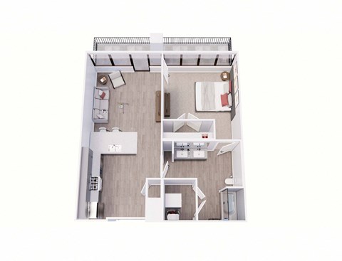 1 bed 1 bath 1J Floor Plan at Tesson Ridge, Saint Louis, MO
